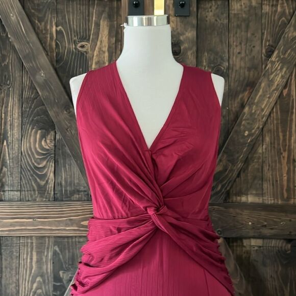 Wedding Guest V Neck Formal Sleeveless Evening Front Slit Dress - Picture 2 of 11